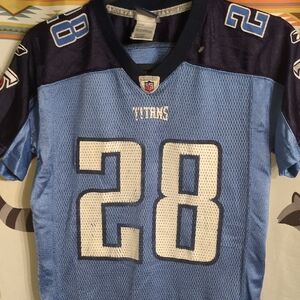 Titan Youth #28 Mesh Football Jersey in Light Blue and Navy